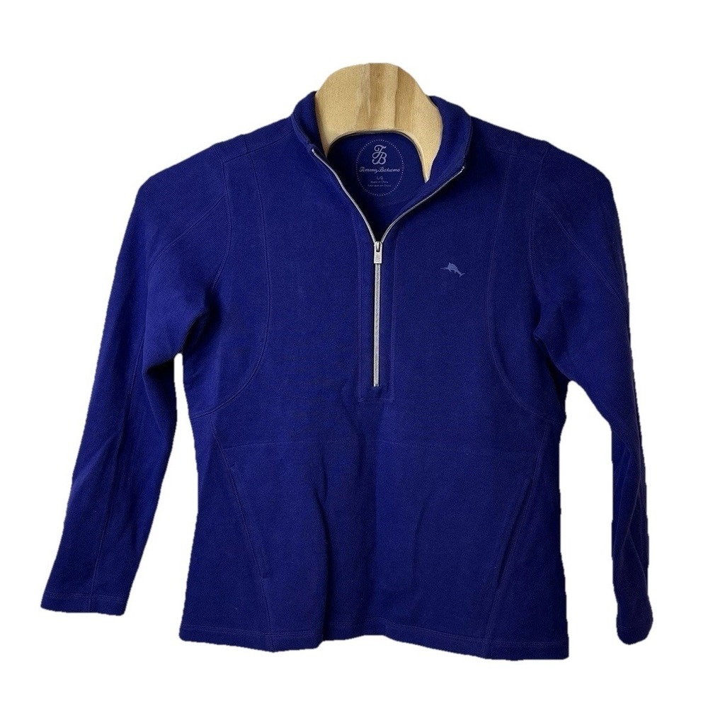 Tommy Bahama Aruba Half Zip‎ Sweatshirt Women's L Blue Purple Stretch Pullover